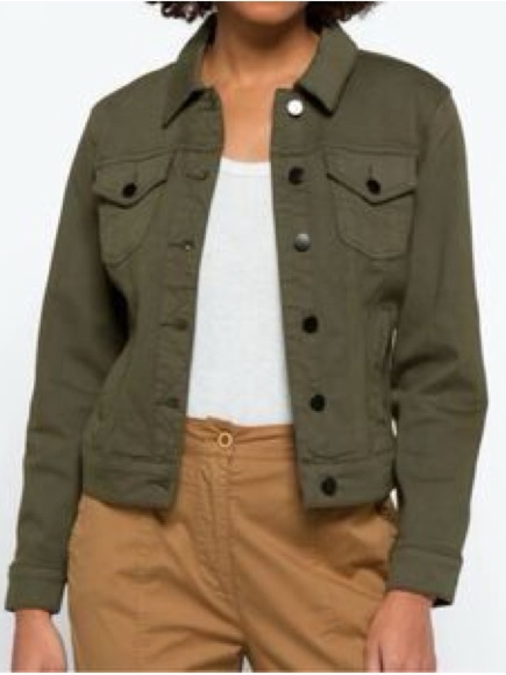 Prosperity Olive Green Women’s Denim Jacket
